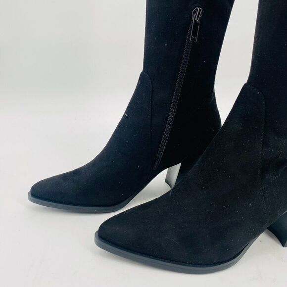 Marc Fisher Size 6M Black Over the Knee Suede Cathi Boot Pointed Toe Heeled - Picture 5 of 12